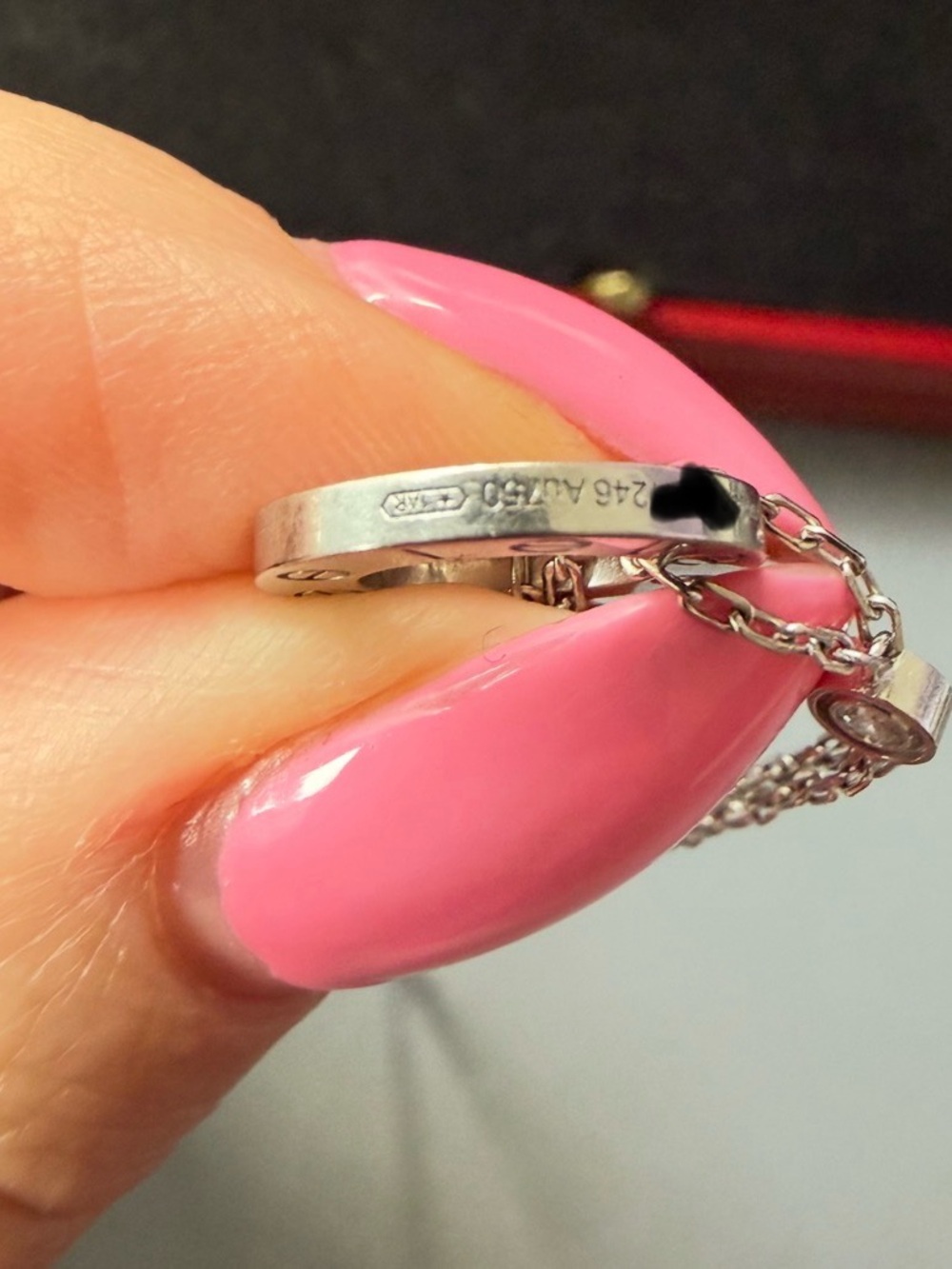 Authentic Cartier LOVE Bracelet on Chain in 18K white gold with 2 diamonds. - Picture 8 of 9